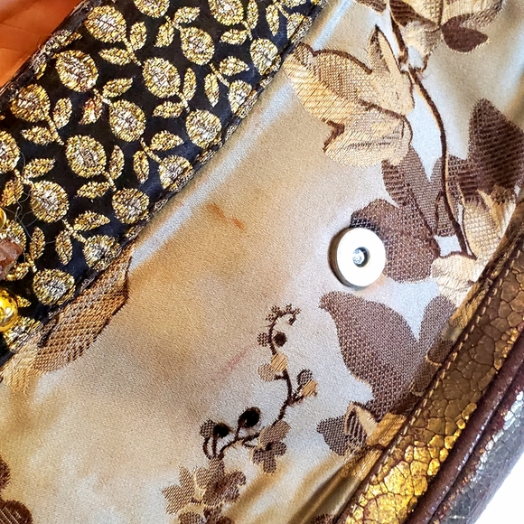 $1499 VINTAGE CHRISTIAN LACROIX Italy Women's Gold Brown Clutch Bag OS Jewel - Picture 7 of 15